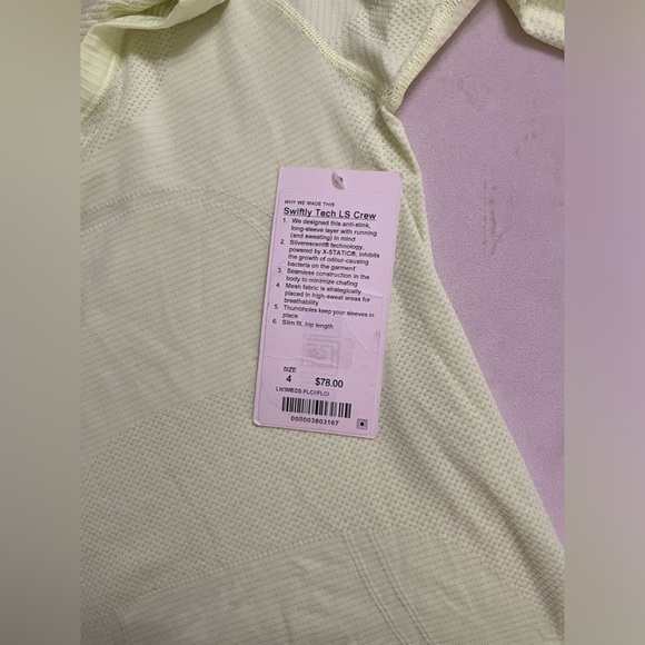 NWT Lululemon Long Sleeve Swiftly Tech Crew Neck Top Fluro Citrus Size 4 Flawed - Picture 10 of 12